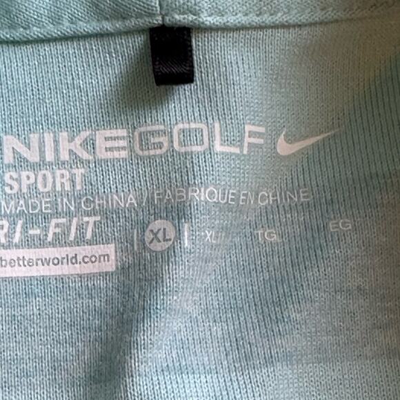 Nike Golf Sport Dri-FIT Aqua Blue Grey Stripe Sleeveless Polo Tank Wonens XL - Picture 3 of 8